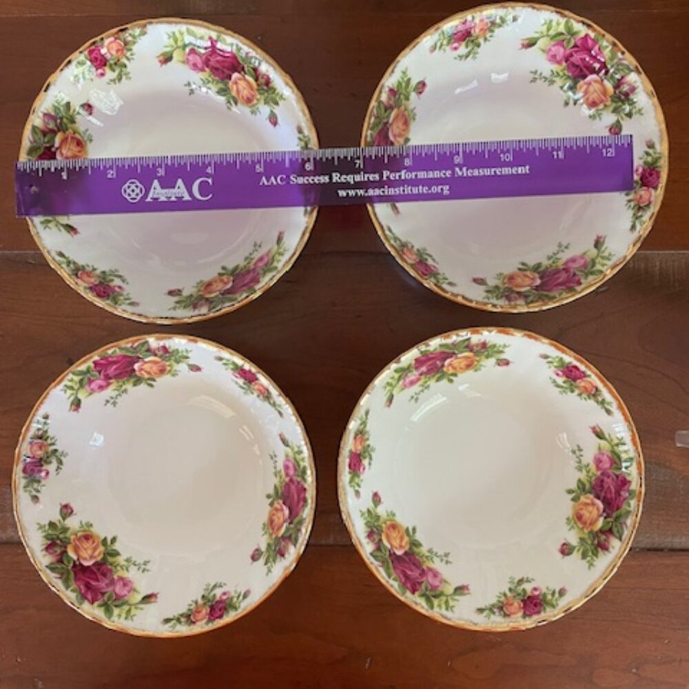 Royal Albert Old Country Rose LOT of 4 Salad or Dessert or Soup Bowls 6" wide